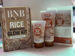 BNB Rice Extract Bright & Glow Kit ( Rice Face Wash + Rice Scrub + Rice Mask )